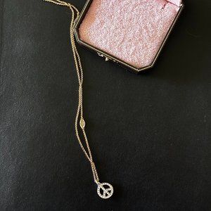 Juicy Couture Peace Sign Necklace, gold chain